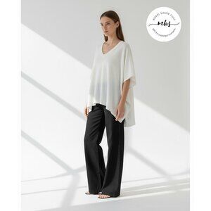 NWOT Korye Oversized V Neck Dolman Sleeve Textured Blouse‎ White Women XL